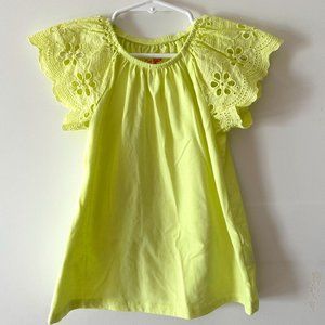 Cat & Jack Bright Yellow Shirt with Eyelet Flutter Sleeve, Size XS (4/5)